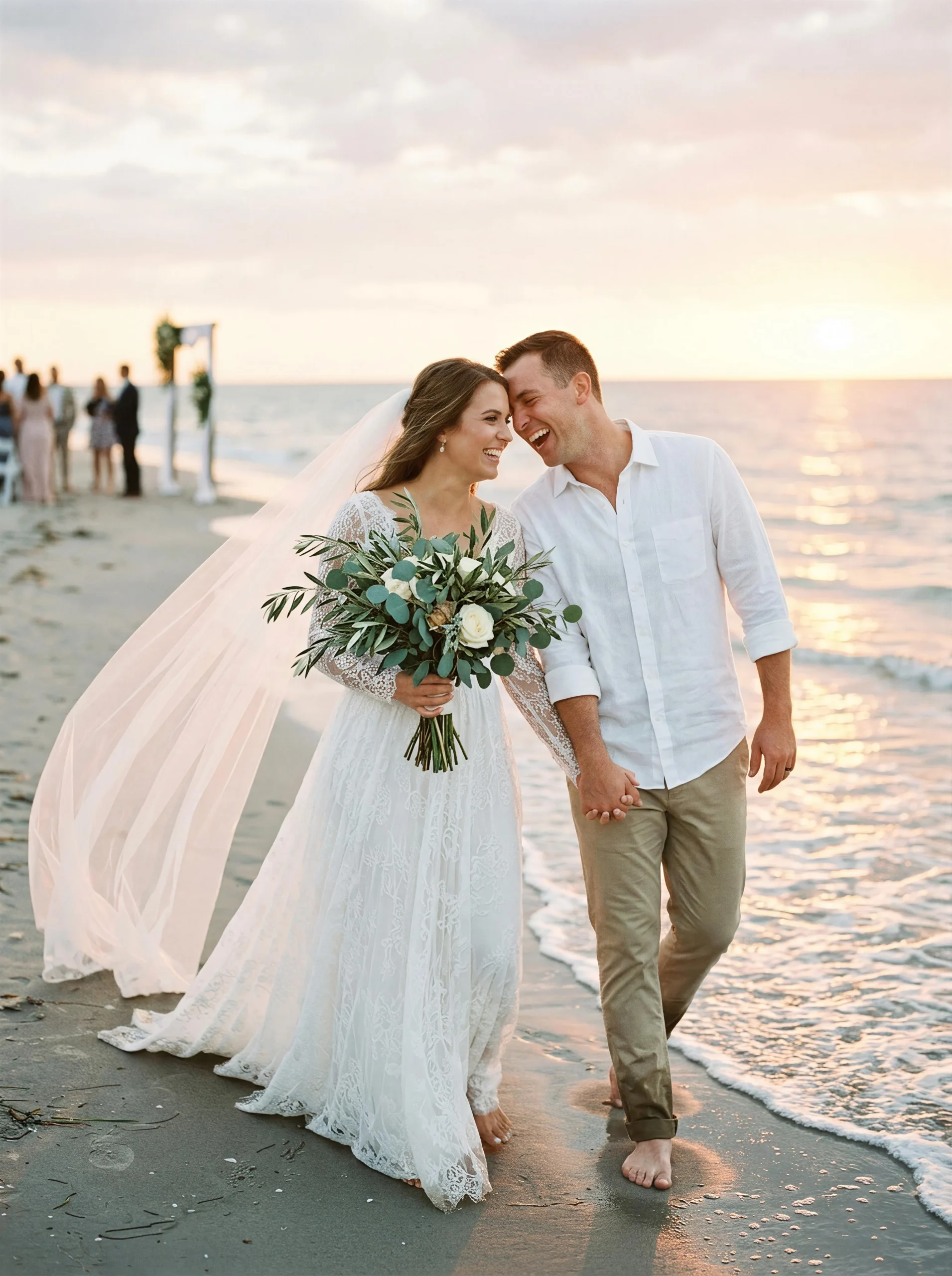 Beachfront wedding setup